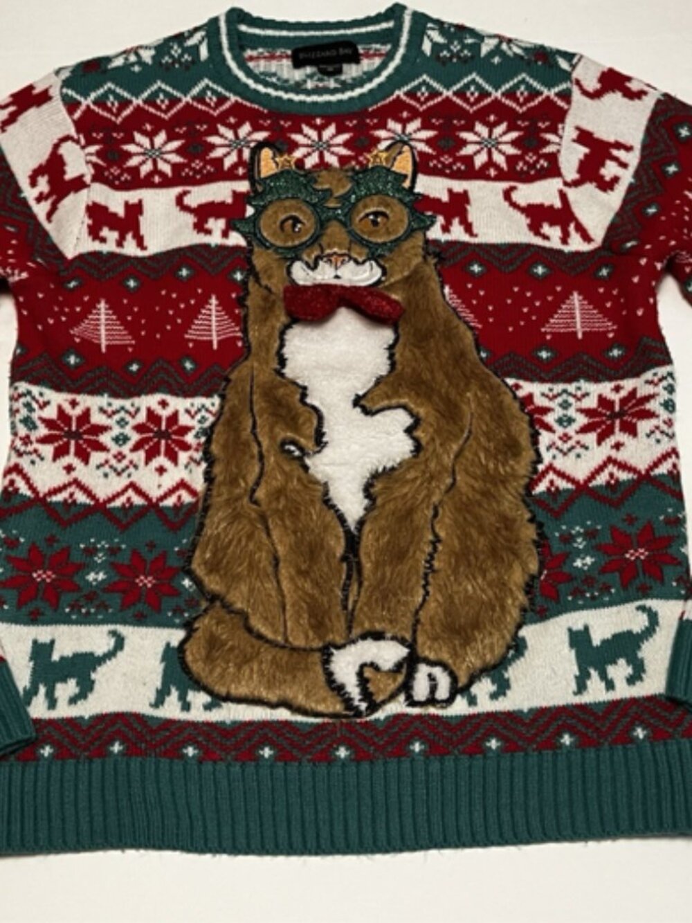 Blizzard Bay Christmas Cat Sweater Unisex M Ugly Christmas Novelty 100% Acrylic